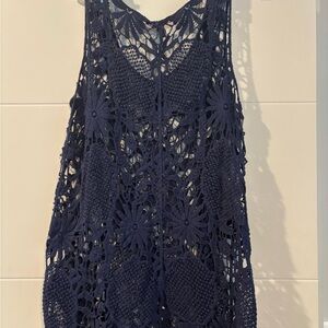 Olivia Sky Navy Crochet Tank Top